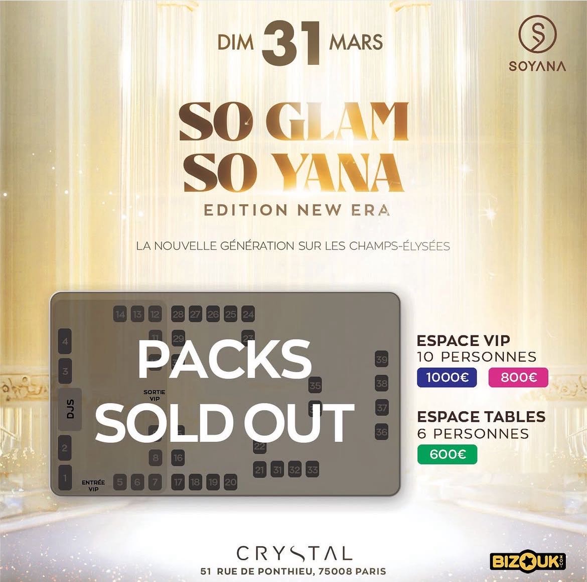 Flyer de la soirée 'So glam so yana' version Sold Out